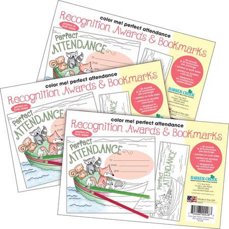 Barker Creek Color Me! Attendance Awards & Bookmarks Set, 90/Set 4164